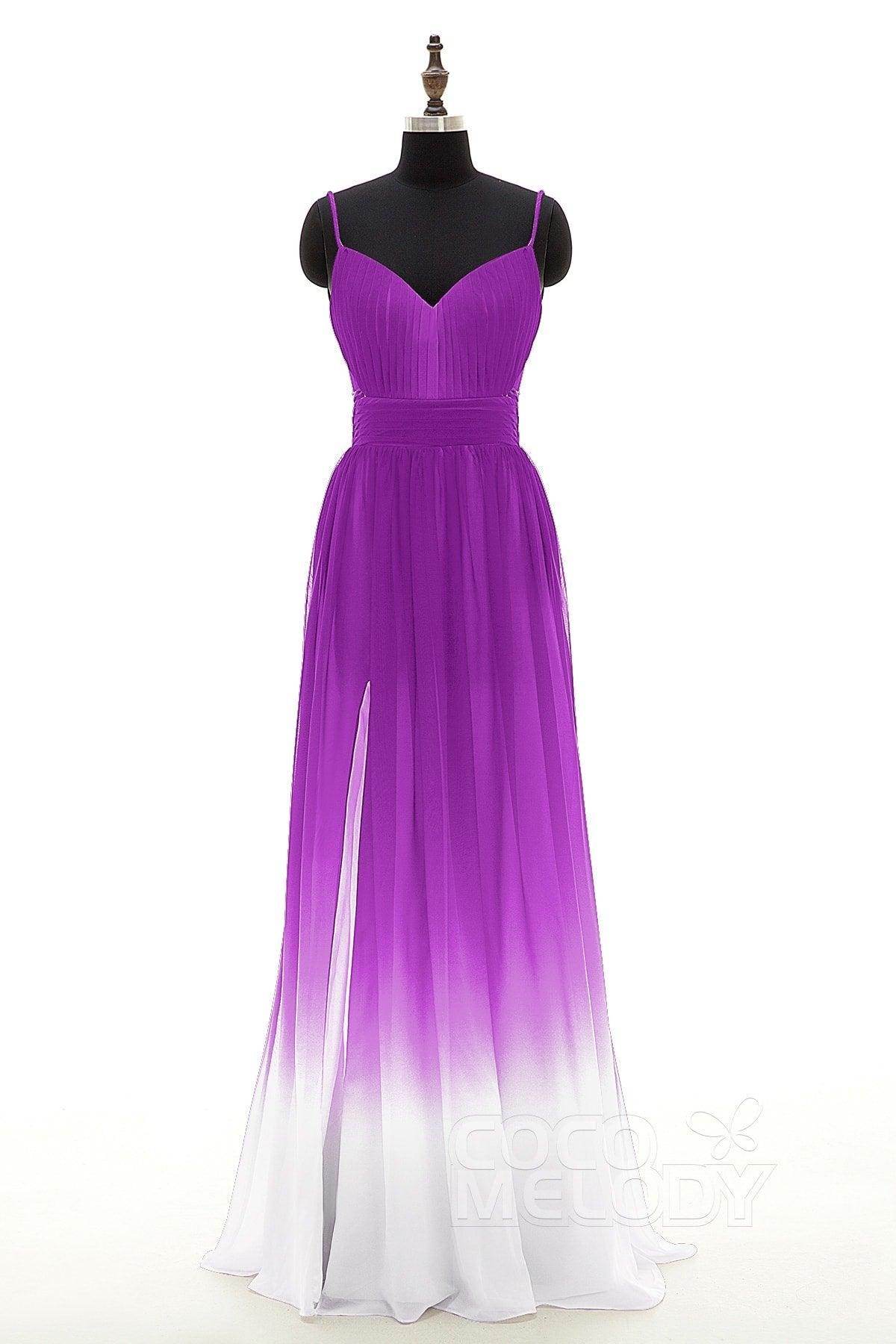 Sheath Floor Length Chiffon Ombre Bridesmaid Dress Formal Dresses PR3268 - COCOMELODY